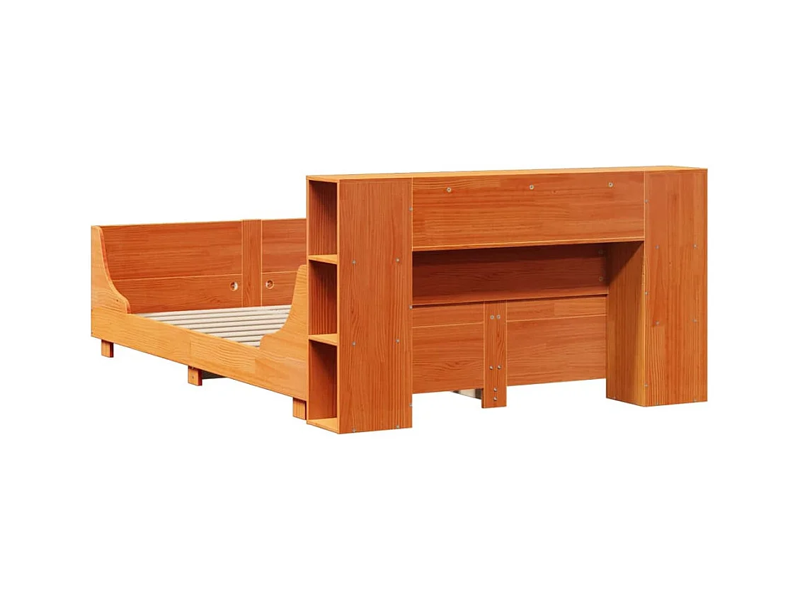 Estructura de cama sin colchón marrón cera 140x190cm madera maciza de pino