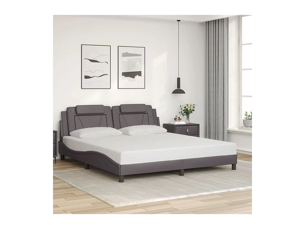Bedframe met LED zonder matras grijs 180x200 cm