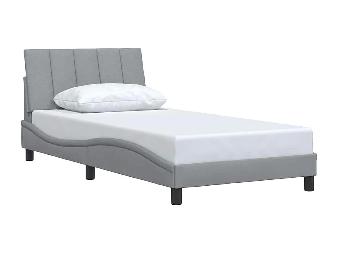 Cadre de lit sans matelas gris clair 100x200 cm tissu