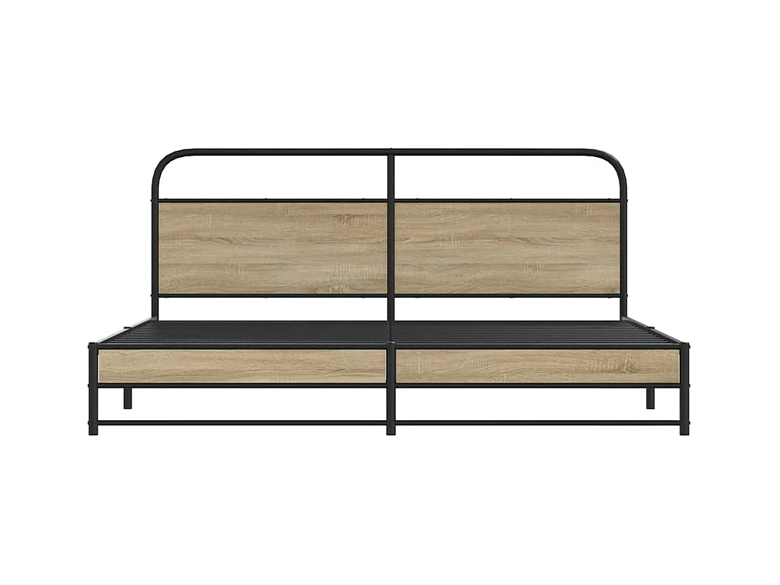 Cadre de lit en métal sans matelas chêne fumé 180x200 cm