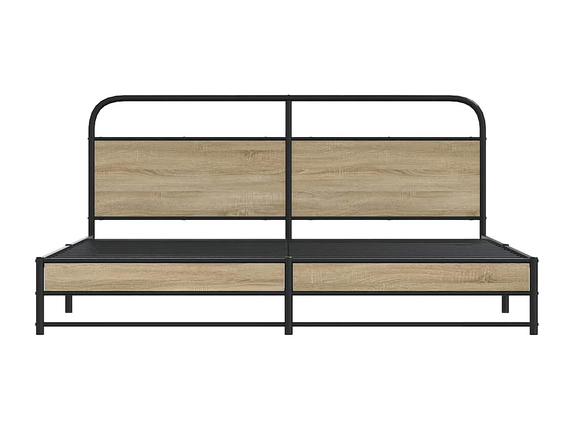 Cadre de lit en métal sans matelas chêne fumé 180x200 cm