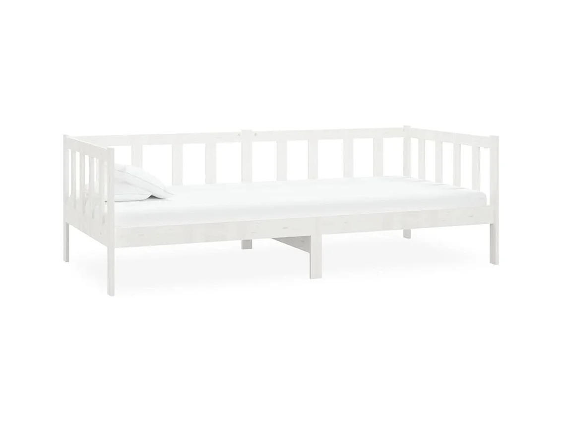 Divano letto con materasso 90x200 cm Bianco Legno massello di pino