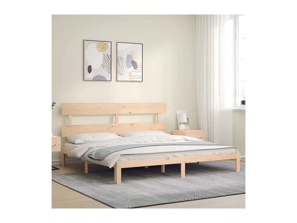 Estructura de cama sin colchón 200x200 cm madera maciza de pino