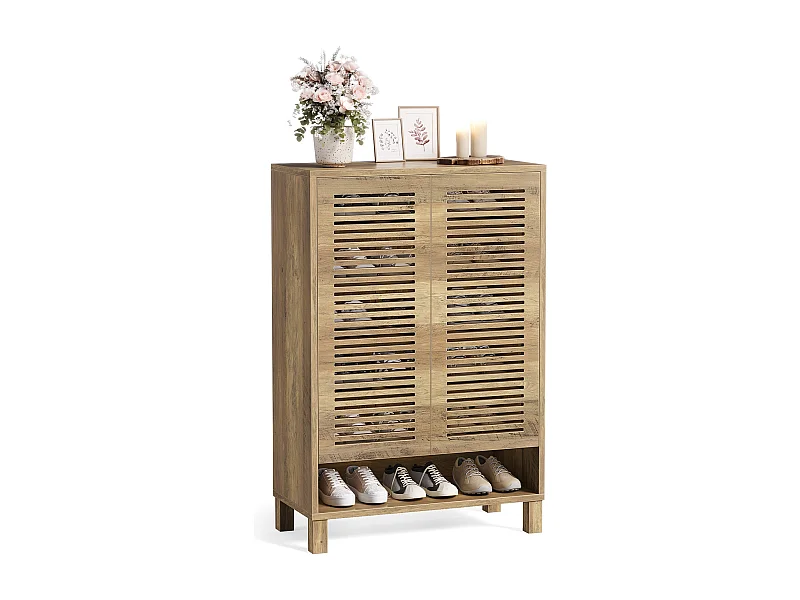 Armario de zapatos independiente, organizador de muebles de entrada de granja estrecho con 6 estantes