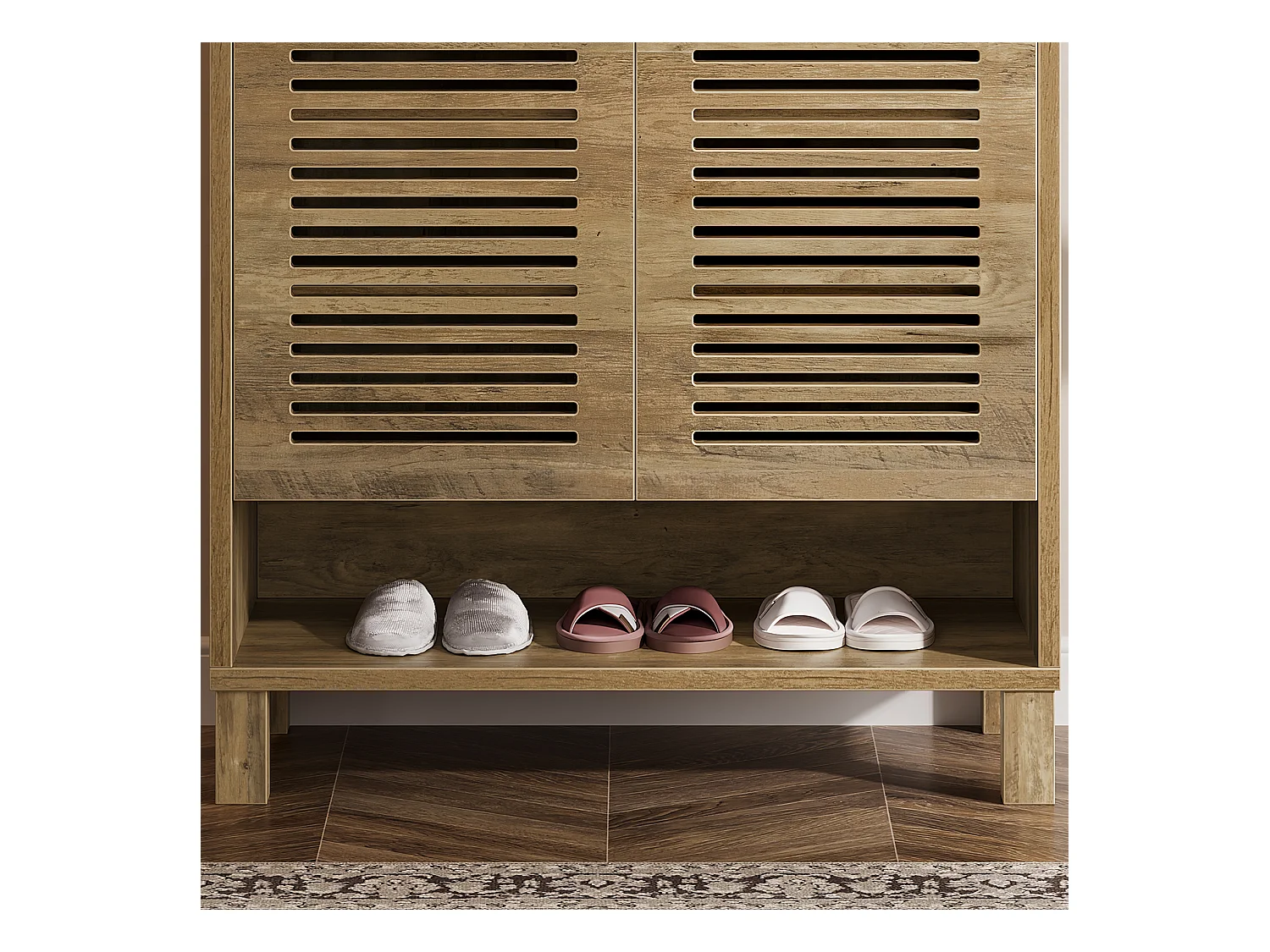 Meuble à chaussures autoportant, meuble d'entrée étroit de style ferme avec 6 étagères