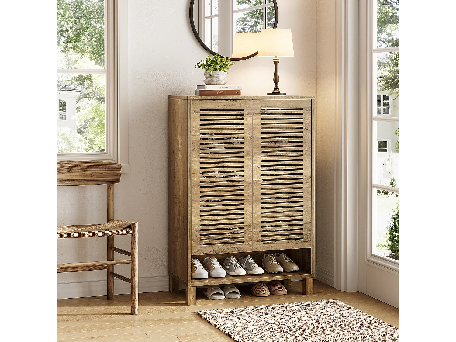 Wolnostojąca szafka na buty, wąska szafka do przedpokoju, organizer z 6 półkami