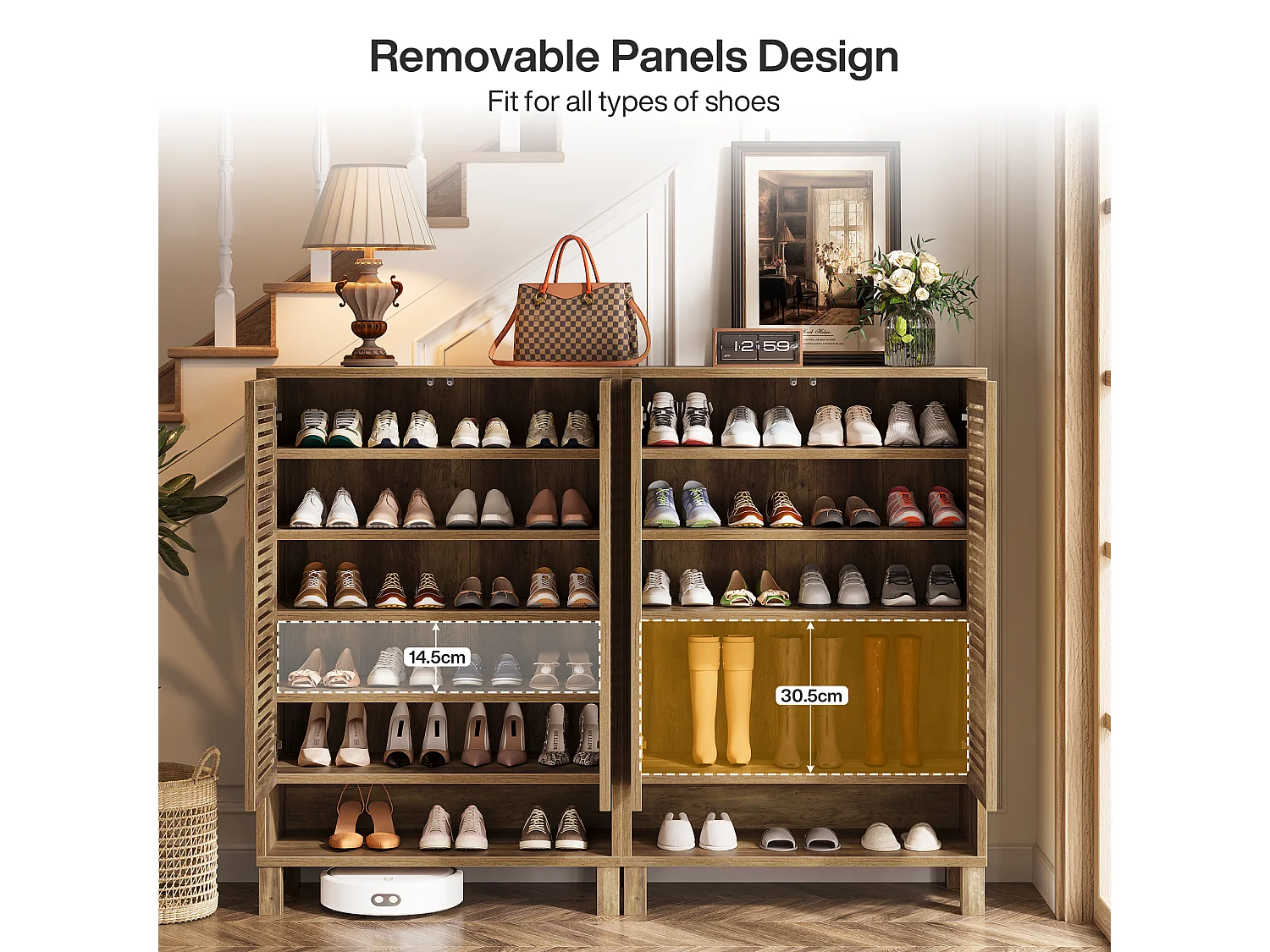 Wolnostojąca szafka na buty, wąska szafka do przedpokoju, organizer z 6 półkami