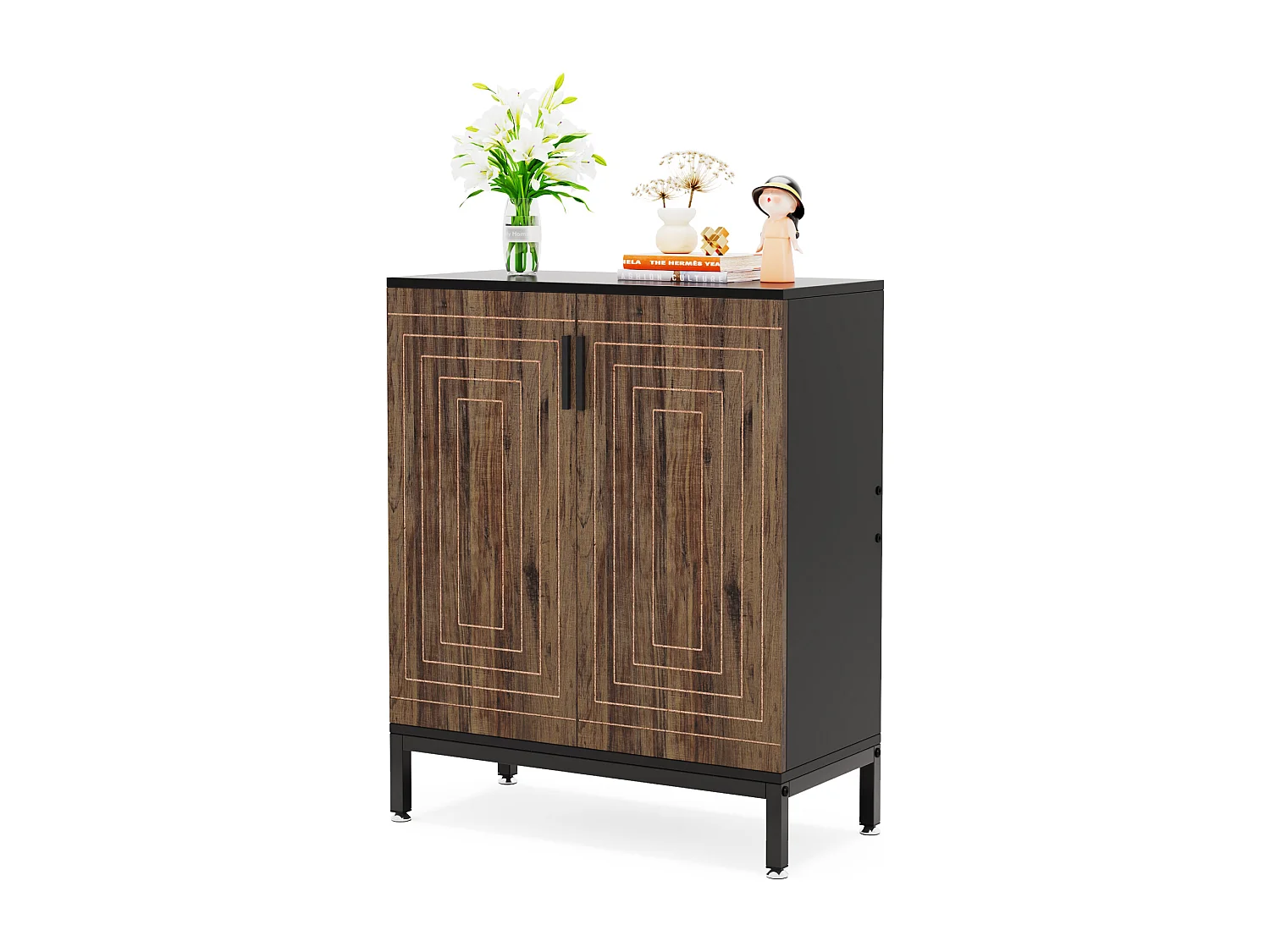 Meuble à chaussures moderne avec portes, 6 niveaux, pour 20 paires de chaussures.