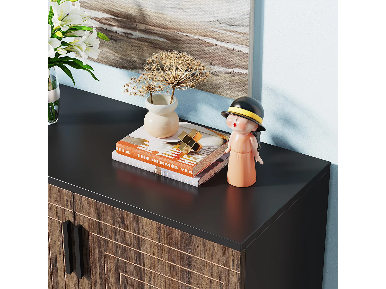 Meuble à chaussures moderne avec portes, 6 niveaux, pour 20 paires de chaussures.