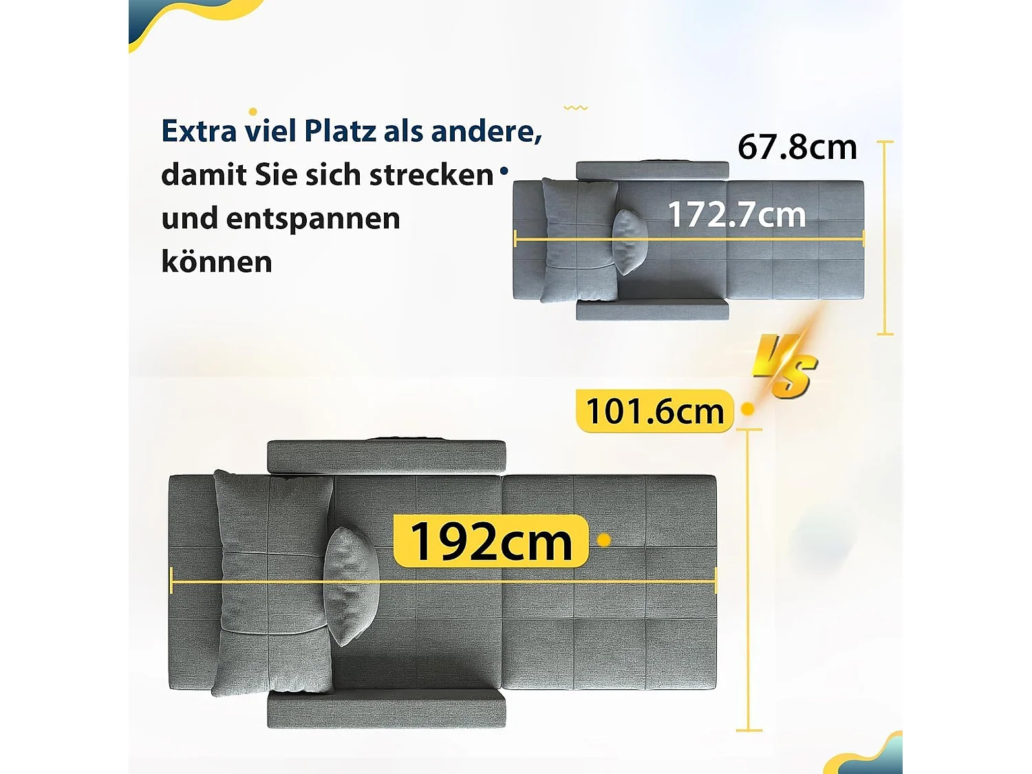 YODOLLA 192cm schlafsessel, 3-in-1 Schlaferstuhl ausziehbar mit Bettfunktion, Seitentasche & verstellbarer Rückenlehne für Gästezimmer, Dunkelgrau
