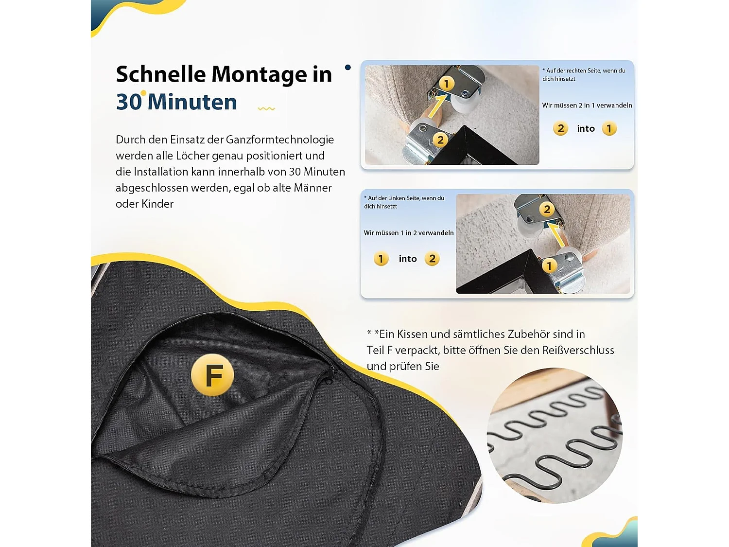 YODOLLA 192cm schlafsessel, 3-in-1 Schlaferstuhl ausziehbar mit Bettfunktion, Seitentasche & verstellbarer Rückenlehne für Gästezimmer, Dunkelgrau