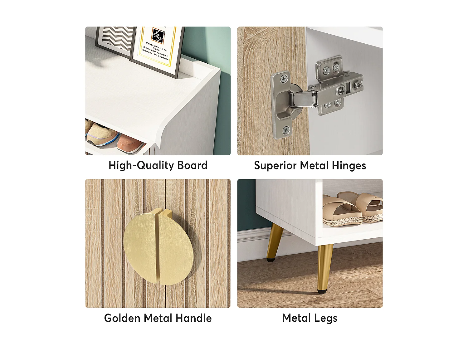 Meuble à chaussures avec portes, meuble de rangement à chaussures à 7 niveaux avec étagères réglables