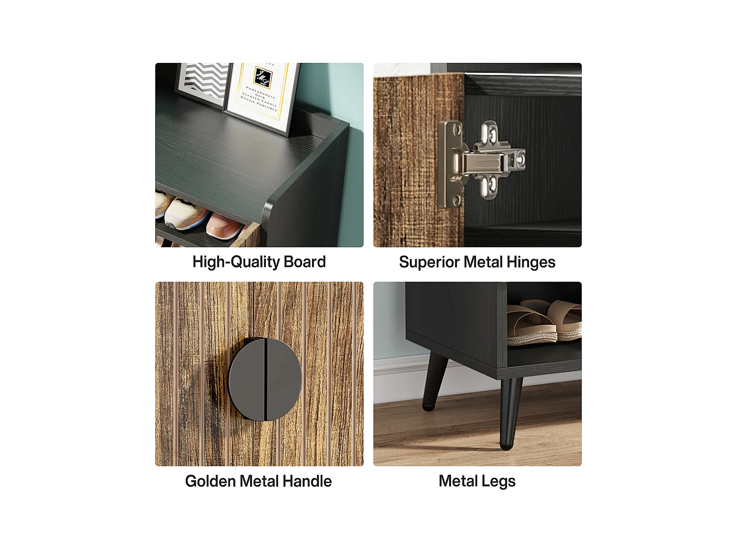 Schuhschrank mit Türen, 7-fach Schuhregal mit verstellbaren Regalböden