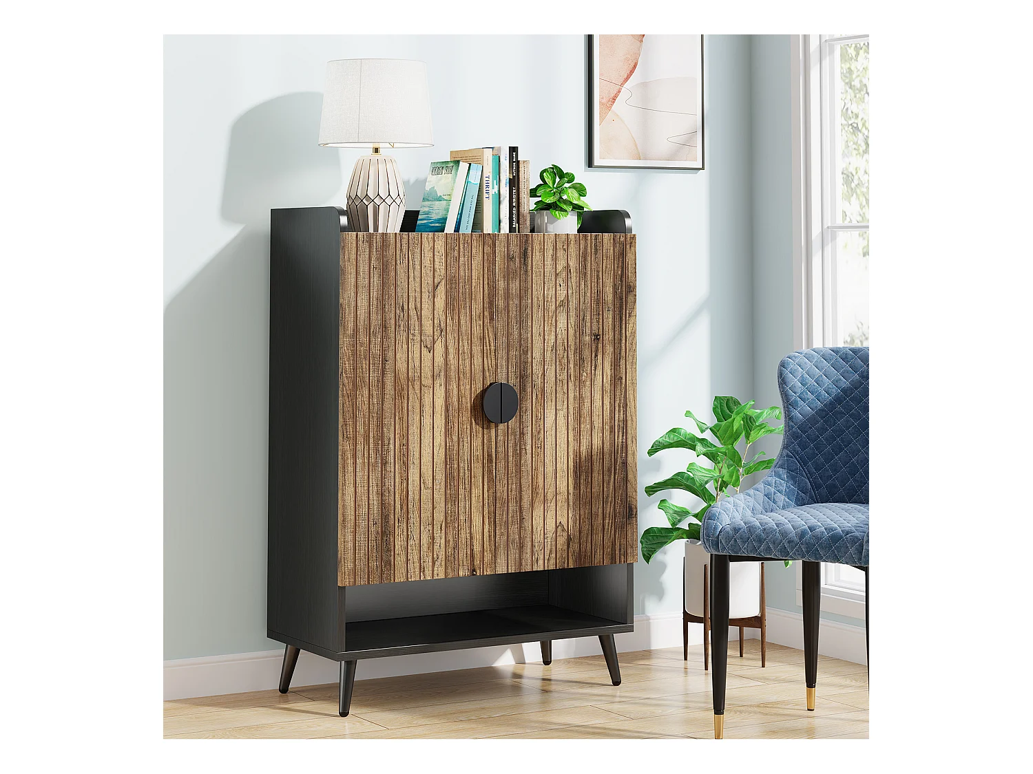 Schuhschrank mit Türen, 7-fach Schuhregal mit verstellbaren Regalböden