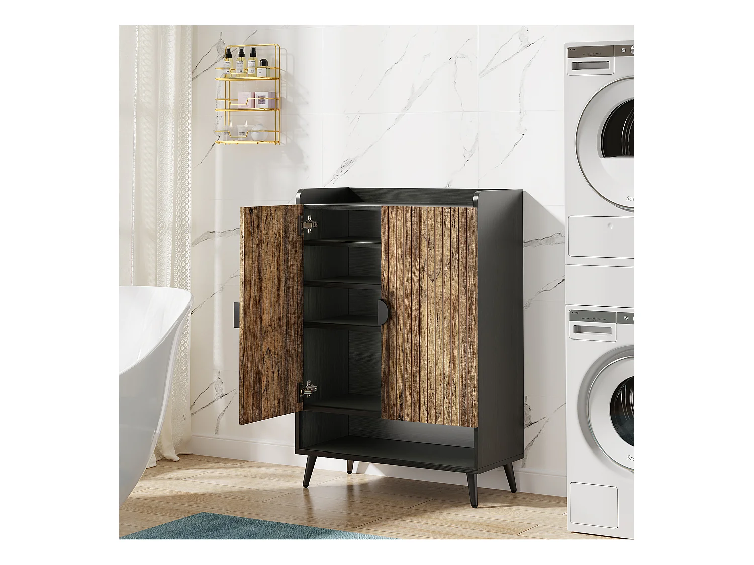 Schuhschrank mit Türen, 7-fach Schuhregal mit verstellbaren Regalböden