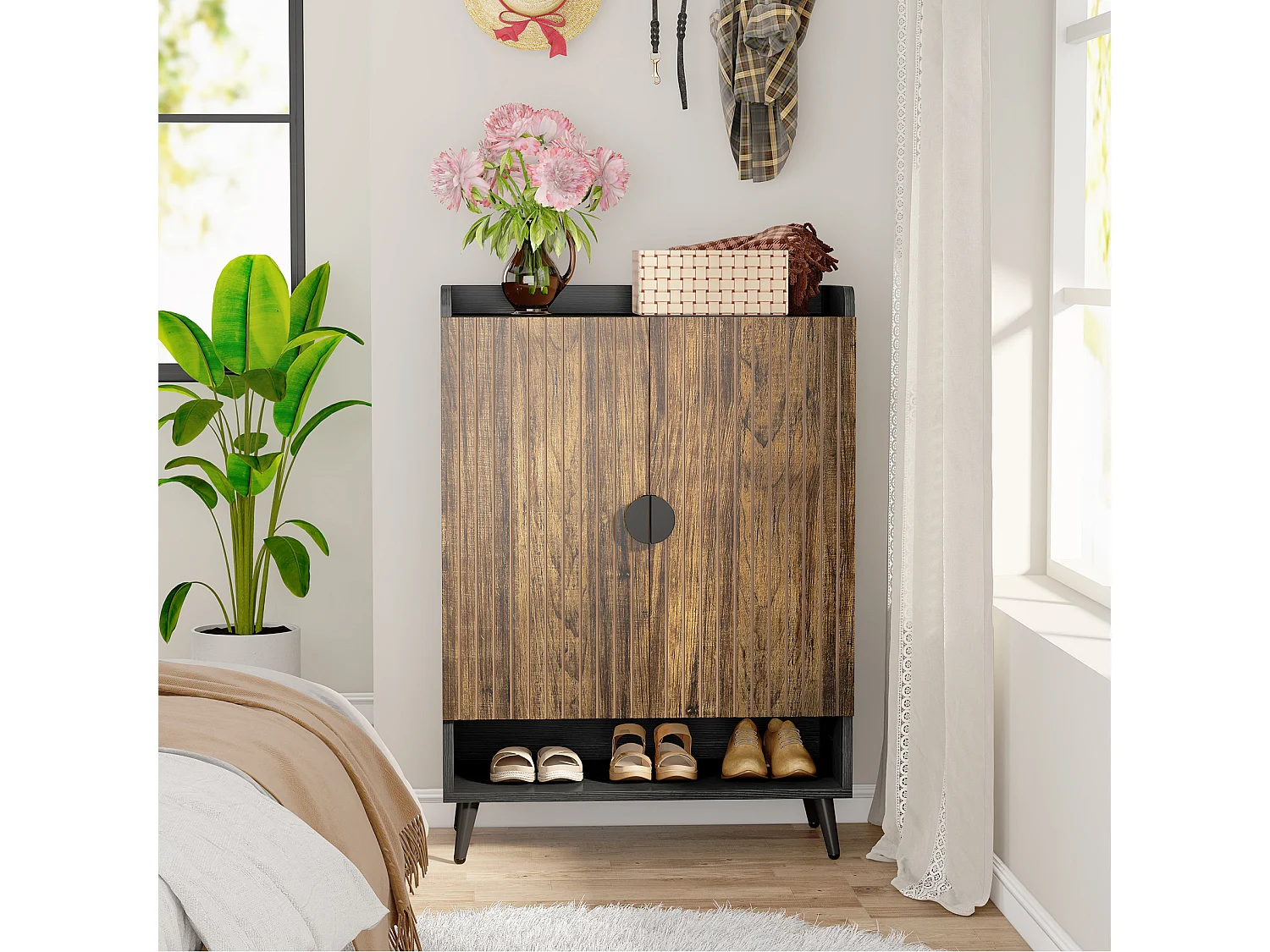 Szafka na buty z drzwiami, 7-poziomowa szafka na buty z regulowanymi półkami