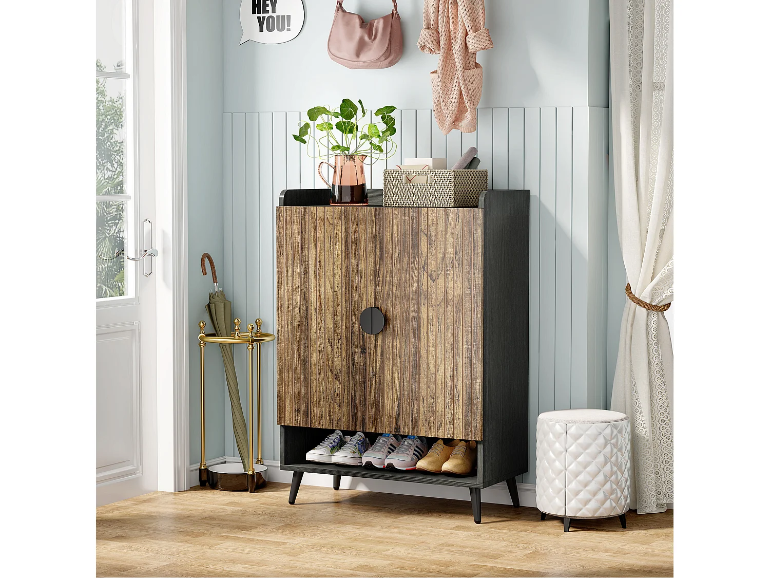 Szafka na buty z drzwiami, 7-poziomowa szafka na buty z regulowanymi półkami