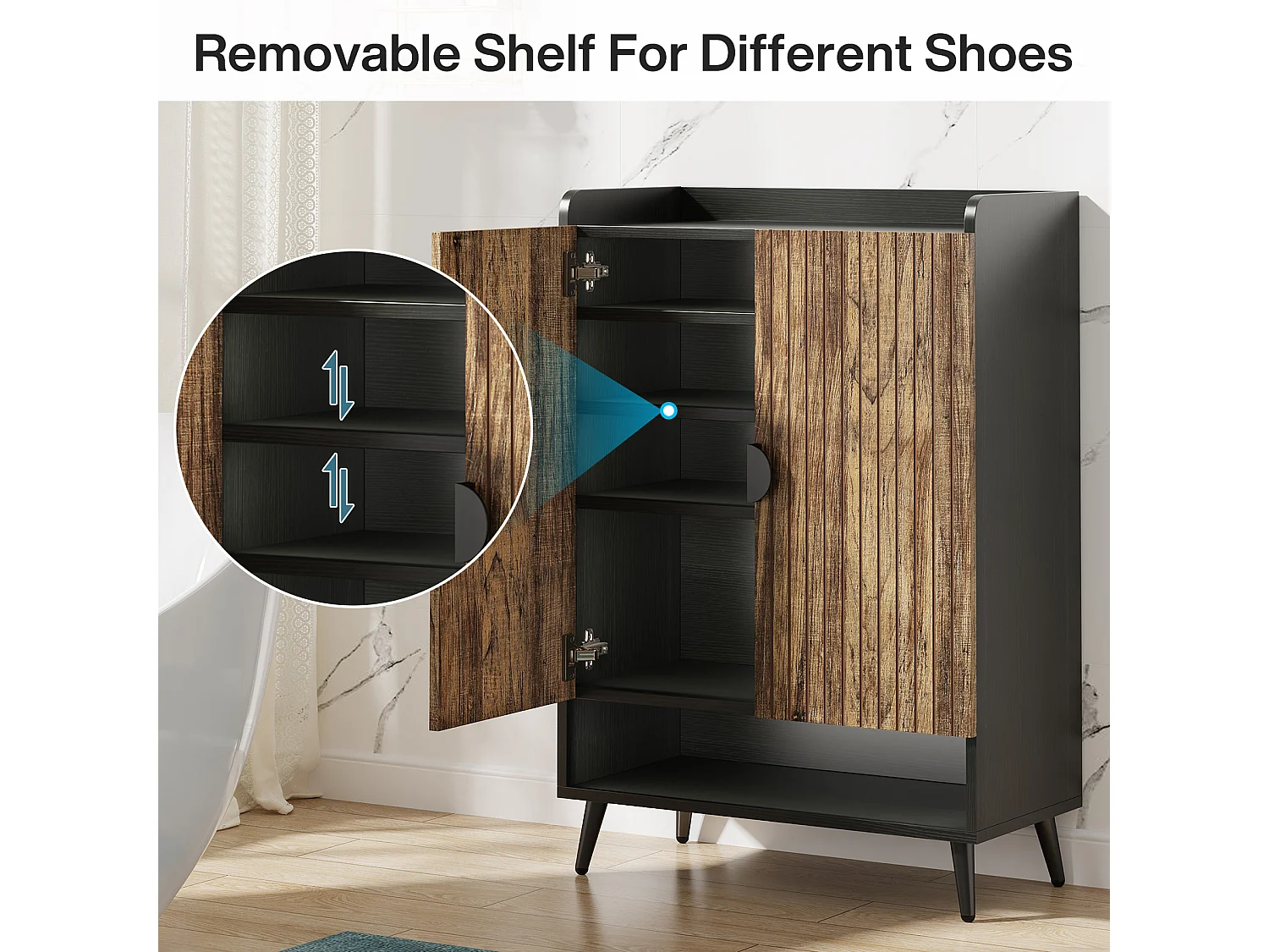 Szafka na buty z drzwiami, 7-poziomowa szafka na buty z regulowanymi półkami