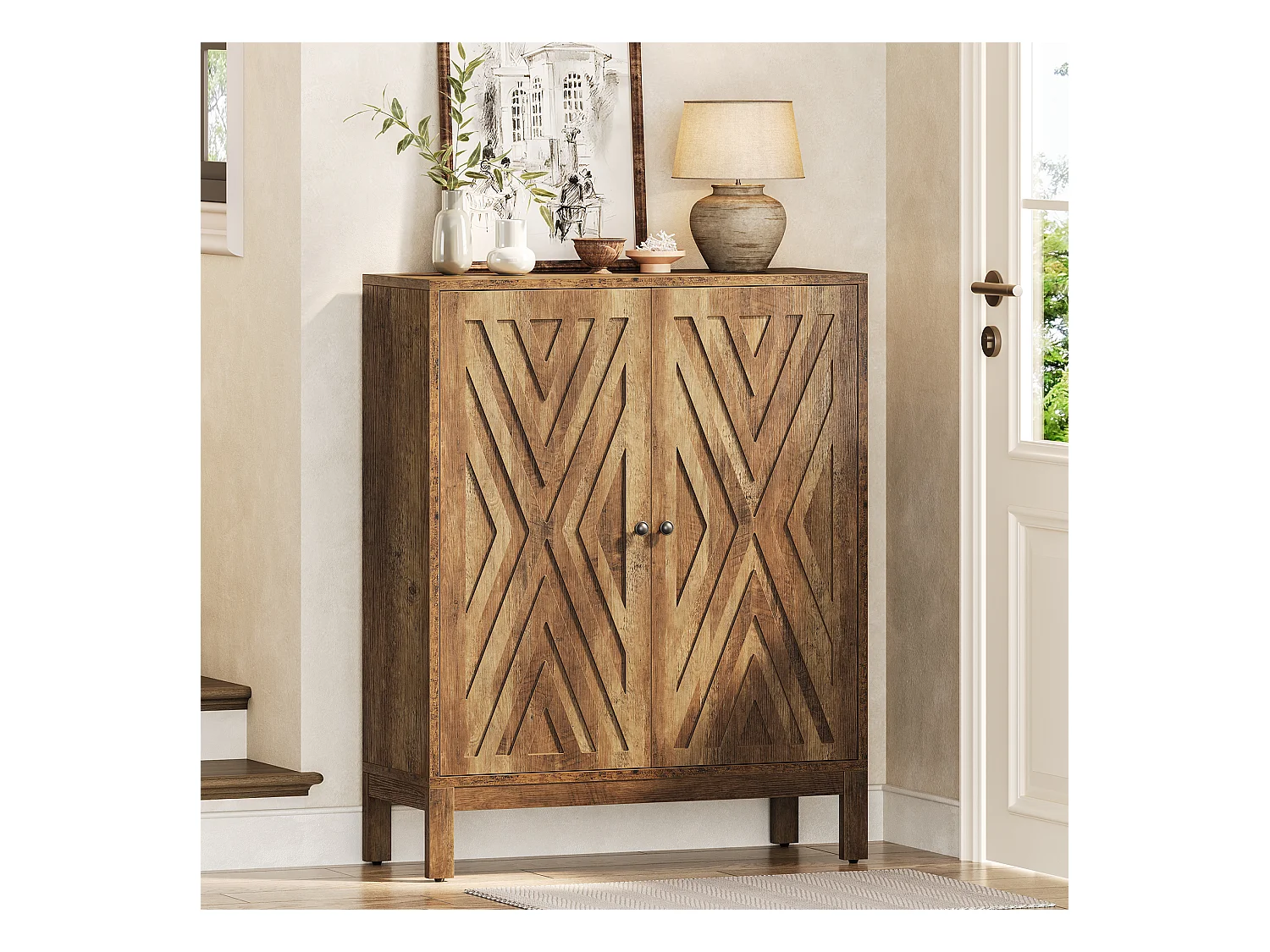 Meuble à chaussures à 5 niveaux pour entrée, meuble de rangement marron avec étagères réglables pour 20 paires