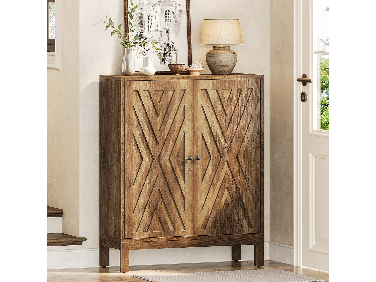 Meuble à chaussures à 5 niveaux pour entrée, meuble de rangement marron avec étagères réglables pour 20 paires