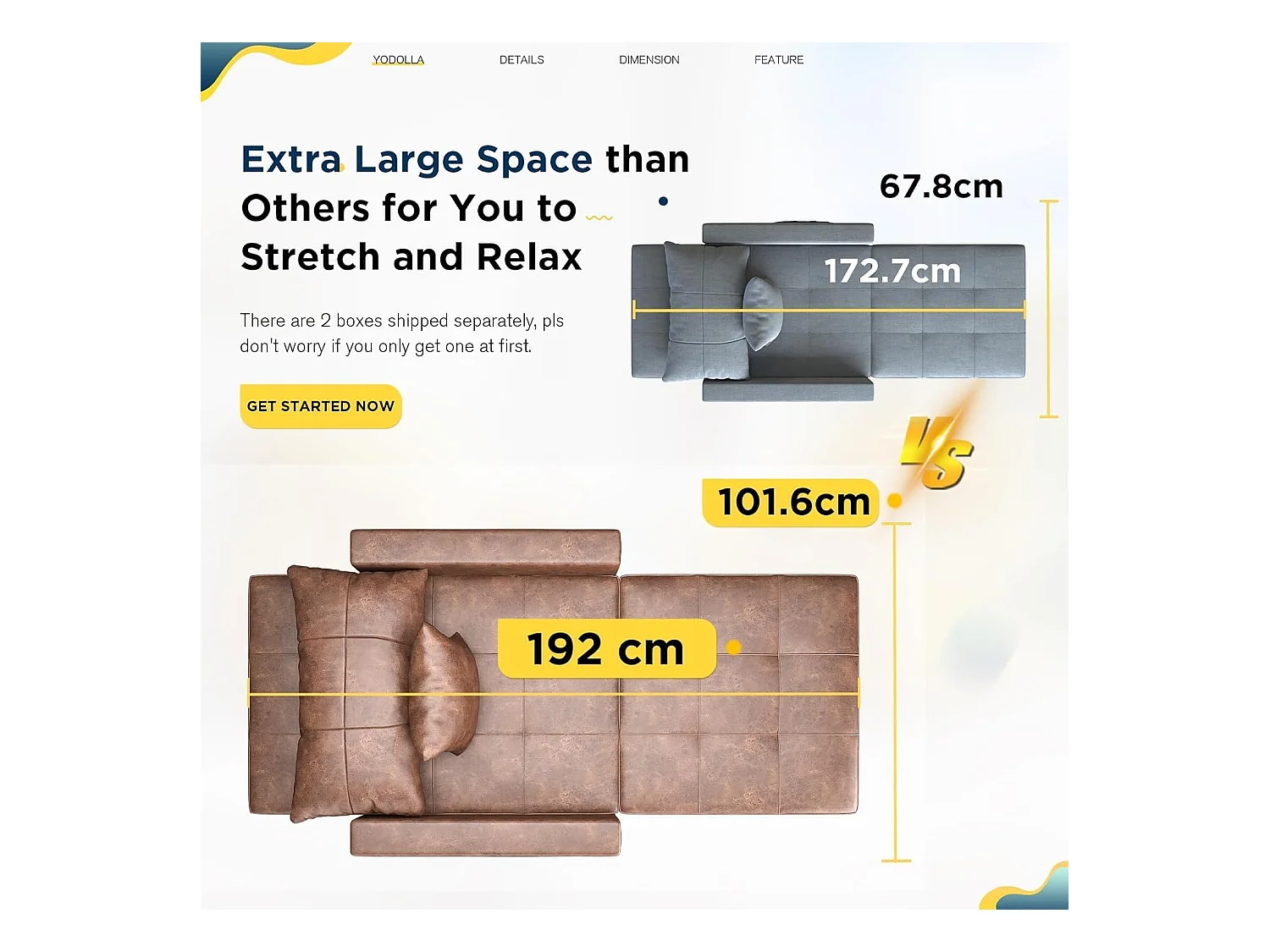 YODOLLA 192cm schlafsessel, 3-in-1 Schlaferstuhl ausziehbar mit Bettfunktion, Seitentasche & verstellbarer Rückenlehne für Gästezimmer, Braun