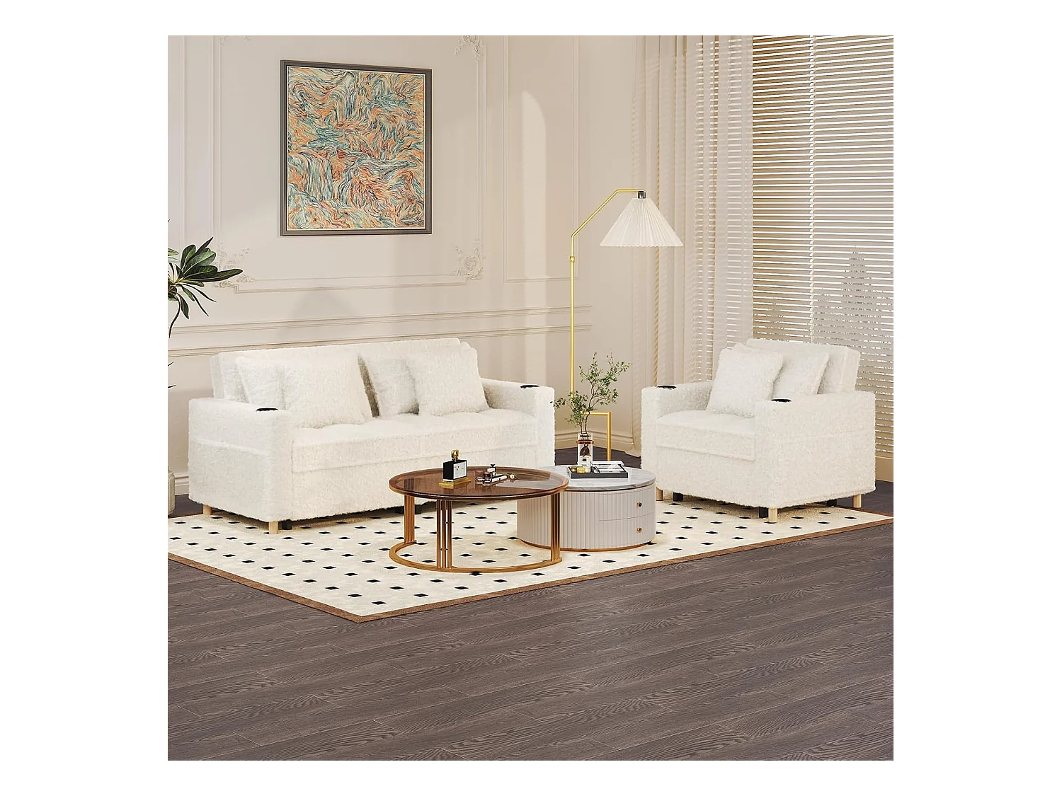 YODOLLA 3-in-1 Schlafsessel mit verstellbarer Rückenlehne, ausziehbares Doppelbett mit Bettfunktion für Erwachsene, Teddy Weiß