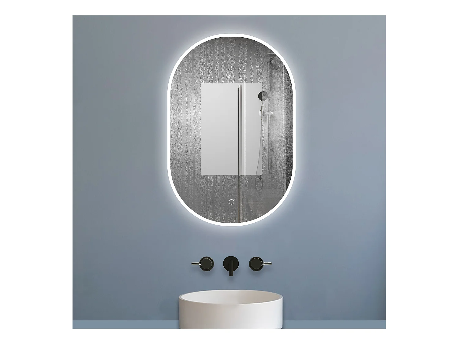 AICA Miroir salle de bain Ovale Lumineux 60x90cm 3 Colours et Dimmable et Mémoire et Anti-Buée, IP44 HD Verre Miroir-Mural