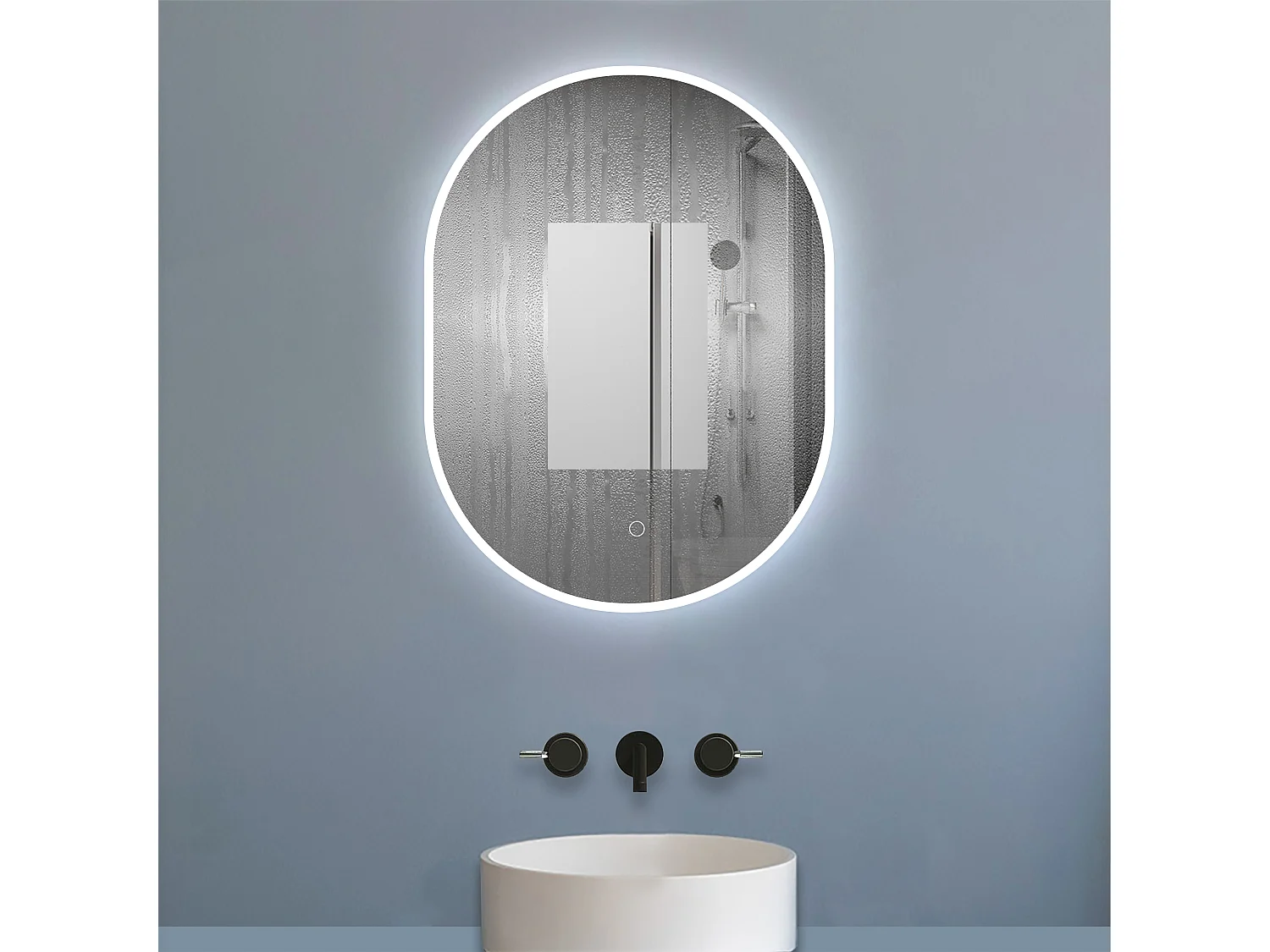 AICA Miroir salle de bain Ovale Lumineux 50x70cm 3 Colours et Dimmable et Mémoire et Anti-Buée, IP44 HD Verre Miroir-Mural