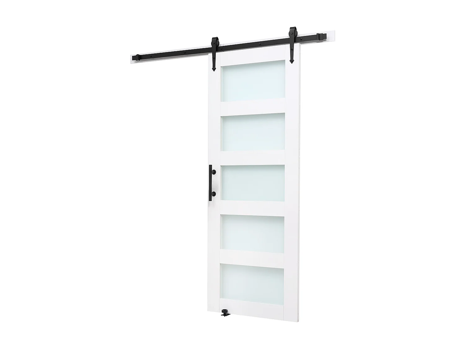 Przesuwna Drzwi Stodolane SucceBuy, 91.4 x 213.4 cm, z Płyty MDF, Zestaw Drzwi Przesuwnych z Zestawem Okuć, Wodoodporna Powierzchnia z PVC