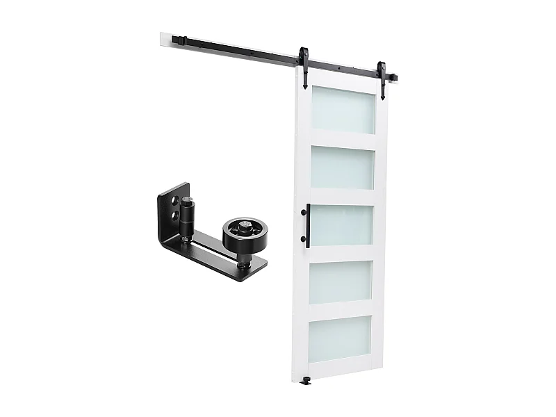 Przesuwna Drzwi Stodolane SucceBuy, 91.4 x 213.4 cm, z Płyty MDF, Zestaw Drzwi Przesuwnych z Zestawem Okuć, Wodoodporna Powierzchnia z PVC