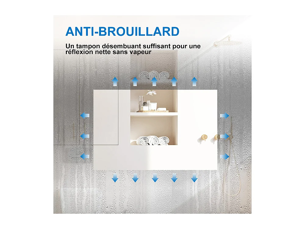 AICA Miroir de salle de bain rétro-éclairé 100x60cm, 3 Colours et Anti-Buée et Mémoire et Dimmable