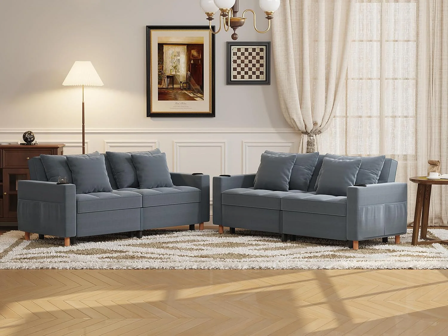 YODOLLA 3-in-1-Sofabett, Doppelschlafstuhl, Umwandelbar, Stoff-Couch, Umwandelbar, 2-Sitzer-Sofabetten für Erwachsene, Dunkelgrau