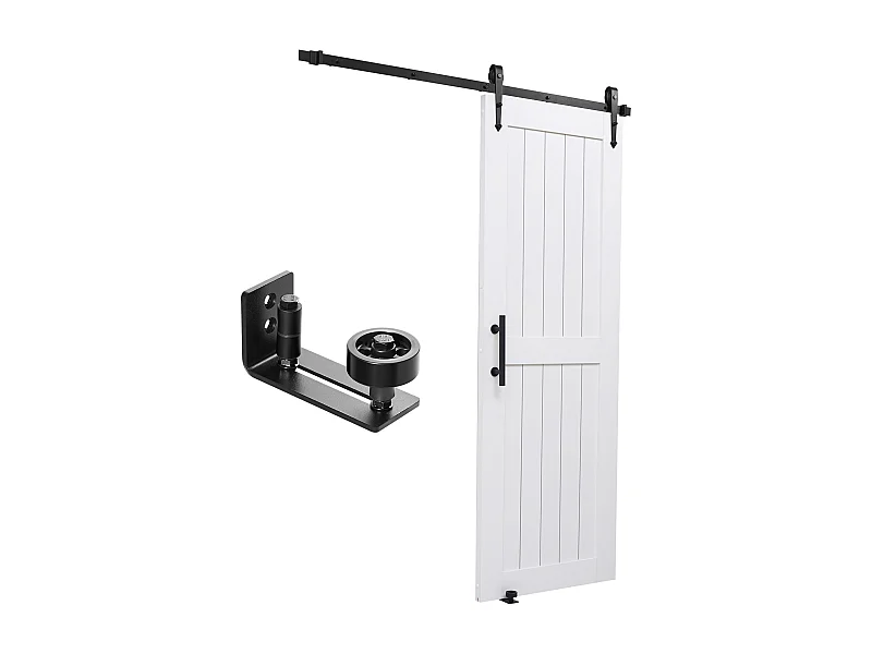 Porte de Grange Coulissante SucceBuy, 76.2 x 213.4 cm, Panneau MDF, Kit de Porte Coulissante avec Kit Quincaillerie, Surface en PVC Imperméable