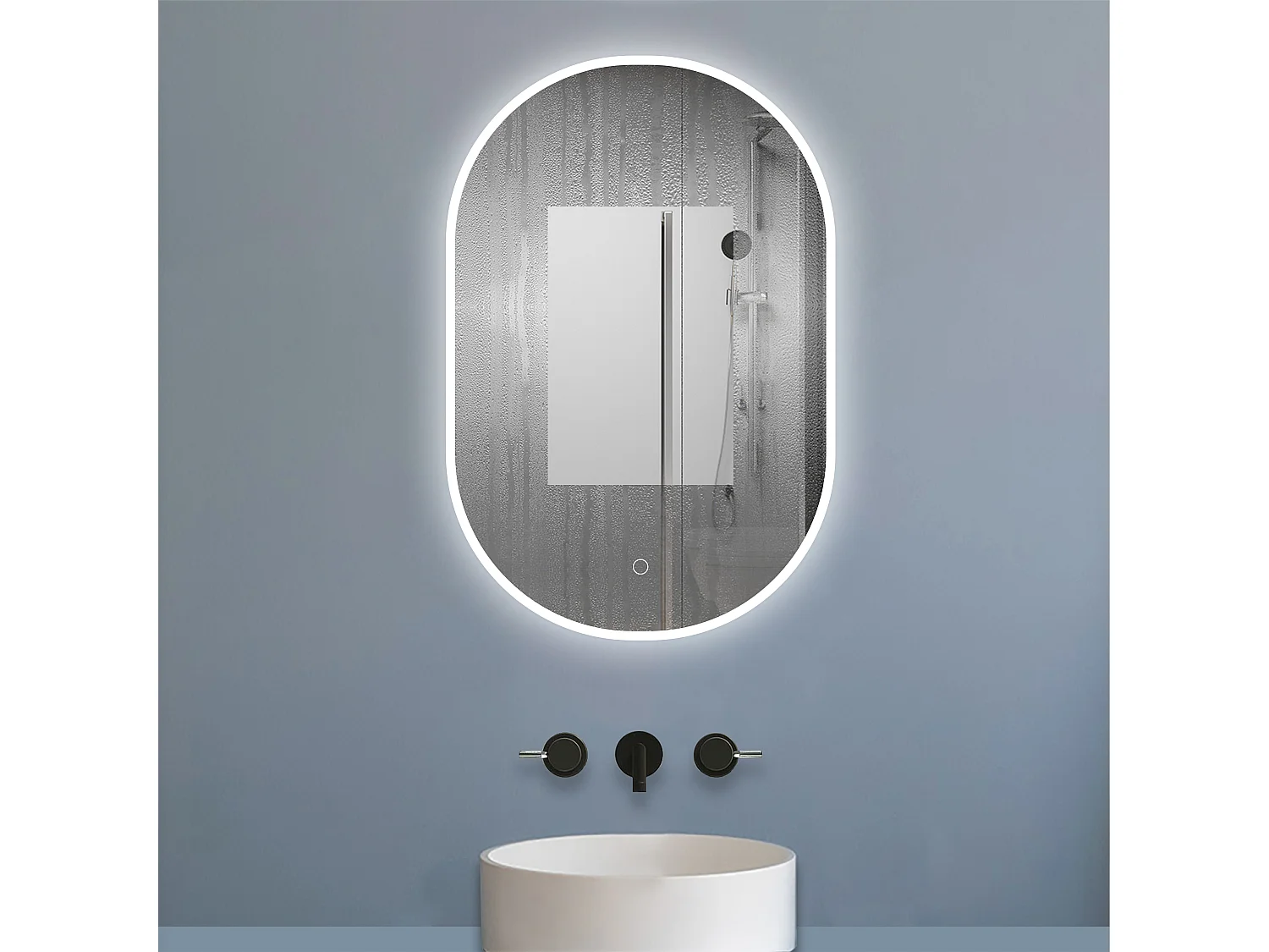 AICA Miroir salle de bain Ovale Lumineux 60x100cm 3 Colours et Dimmable et Mémoire et Anti-Buée, IP44 HD Verre Miroir-Mural