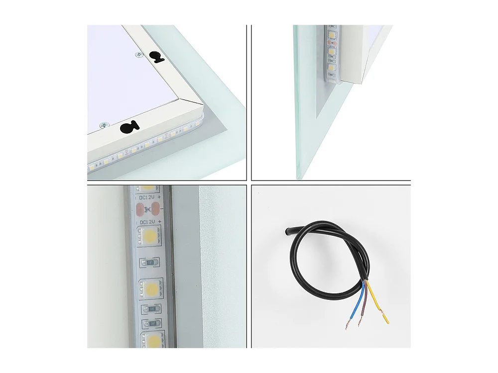 AICA Miroir Salle de Bain Lumineux Anti-buée, et éclairage 120 x 80cm Dimmable, Mémoire, CE // IP44 HD Verre Miroir-Mural