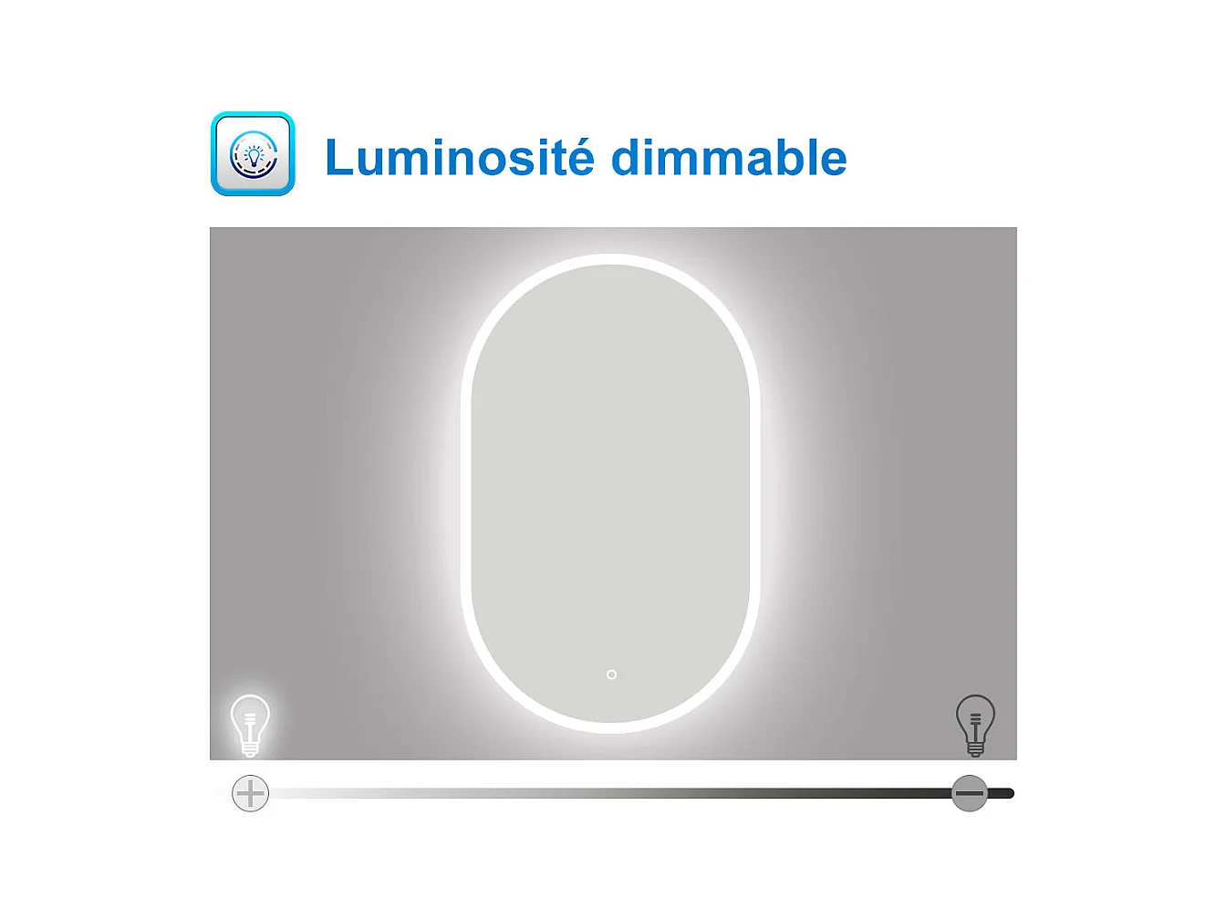 AICA Miroir de salle de bain ovale 60x100cm, mémoire et dimmable et anti-buée, IP44, CE // IP44