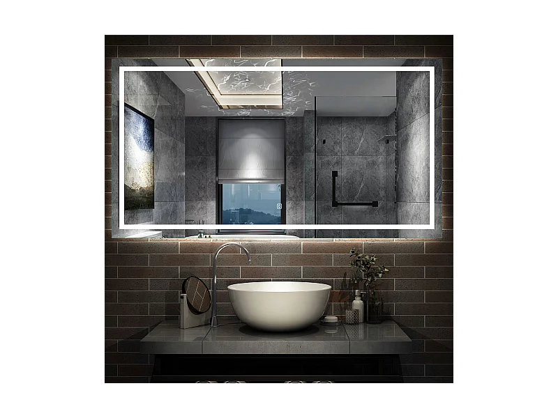 AICA Miroir Salle de Bain Lumineux Anti-buée, et éclairage 140 x 70cm Dimmable, Mémoire, CE // IP44 HD Verre Miroir-Mural