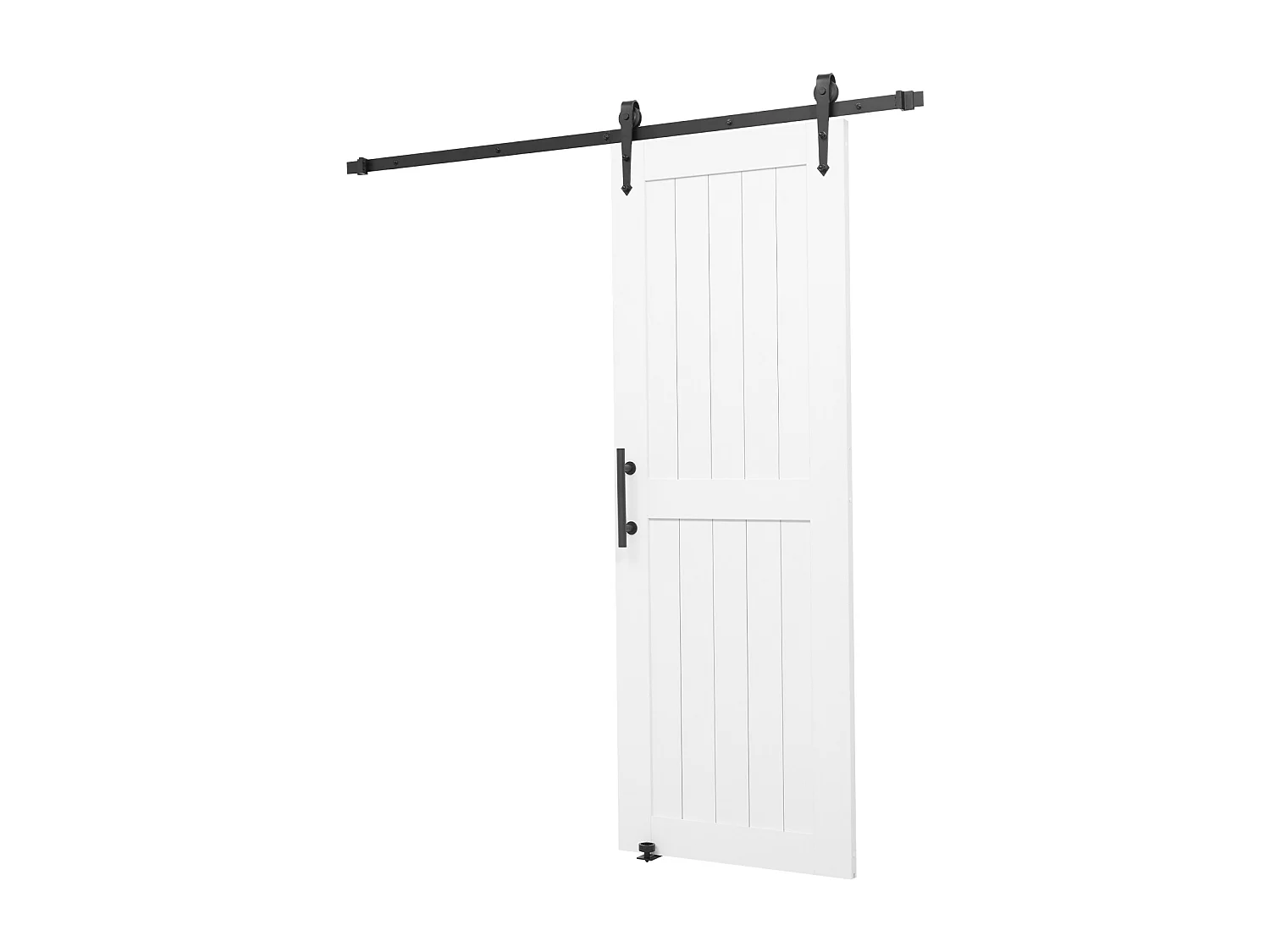Porte de Grange Coulissante SucceBuy, 91.4 x 213.4 cm, Panneau MDF, Kit de Porte Coulissante avec Kit Quincaillerie, Surface en PVC Imperméable