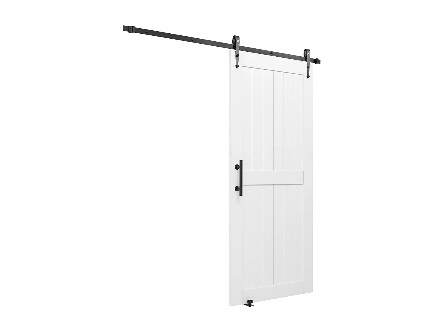 Porte de Grange Coulissante SucceBuy, 91.4 x 213.4 cm, Panneau MDF, Kit de Porte Coulissante avec Kit Quincaillerie, Surface en PVC Imperméable