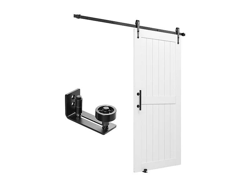 Porte de Grange Coulissante SucceBuy, 91.4 x 213.4 cm, Panneau MDF, Kit de Porte Coulissante avec Kit Quincaillerie, Surface en PVC Imperméable