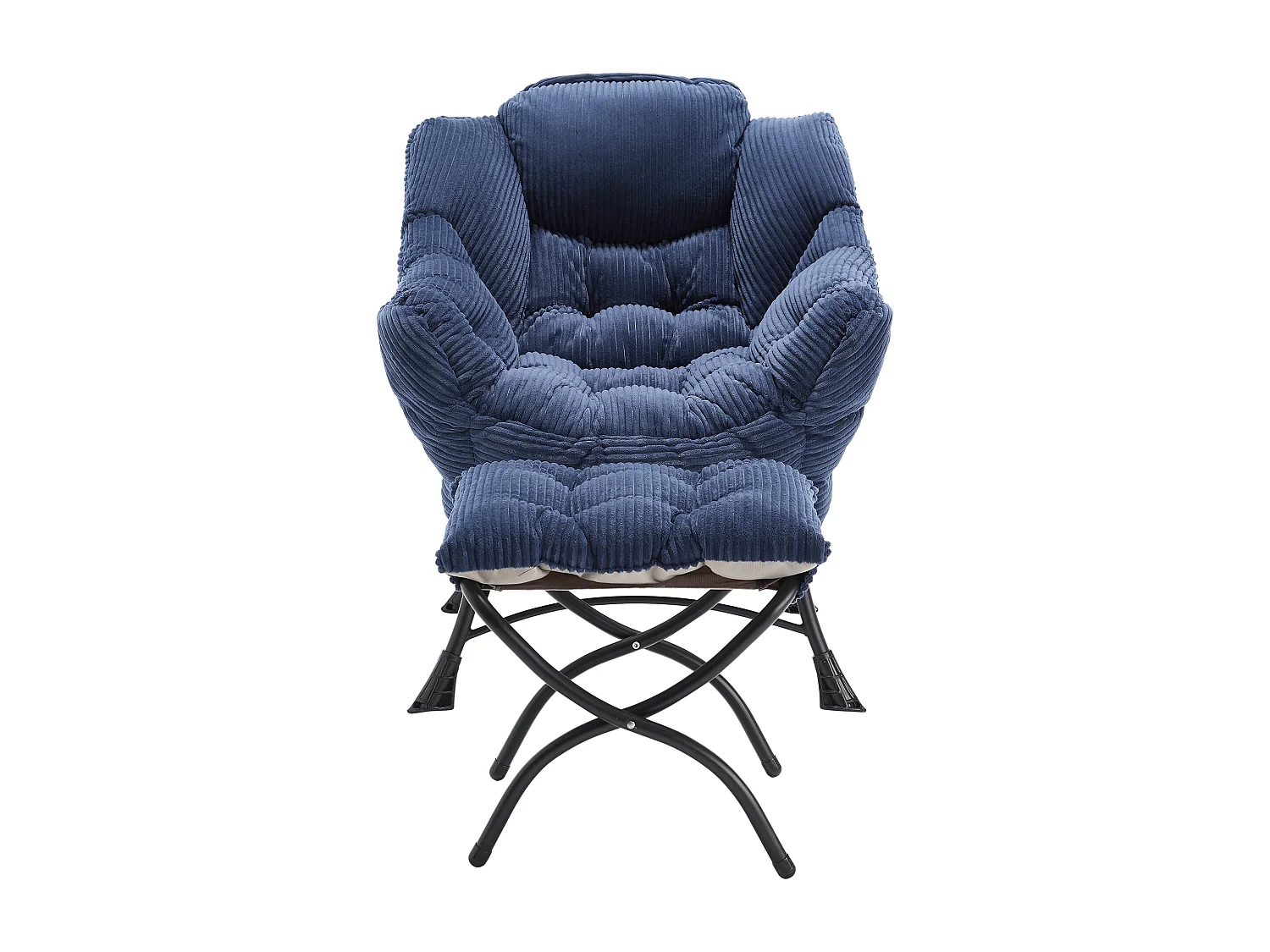 Canapé chaise avec accoudoirs poches latérales repose - pieds bleu marine