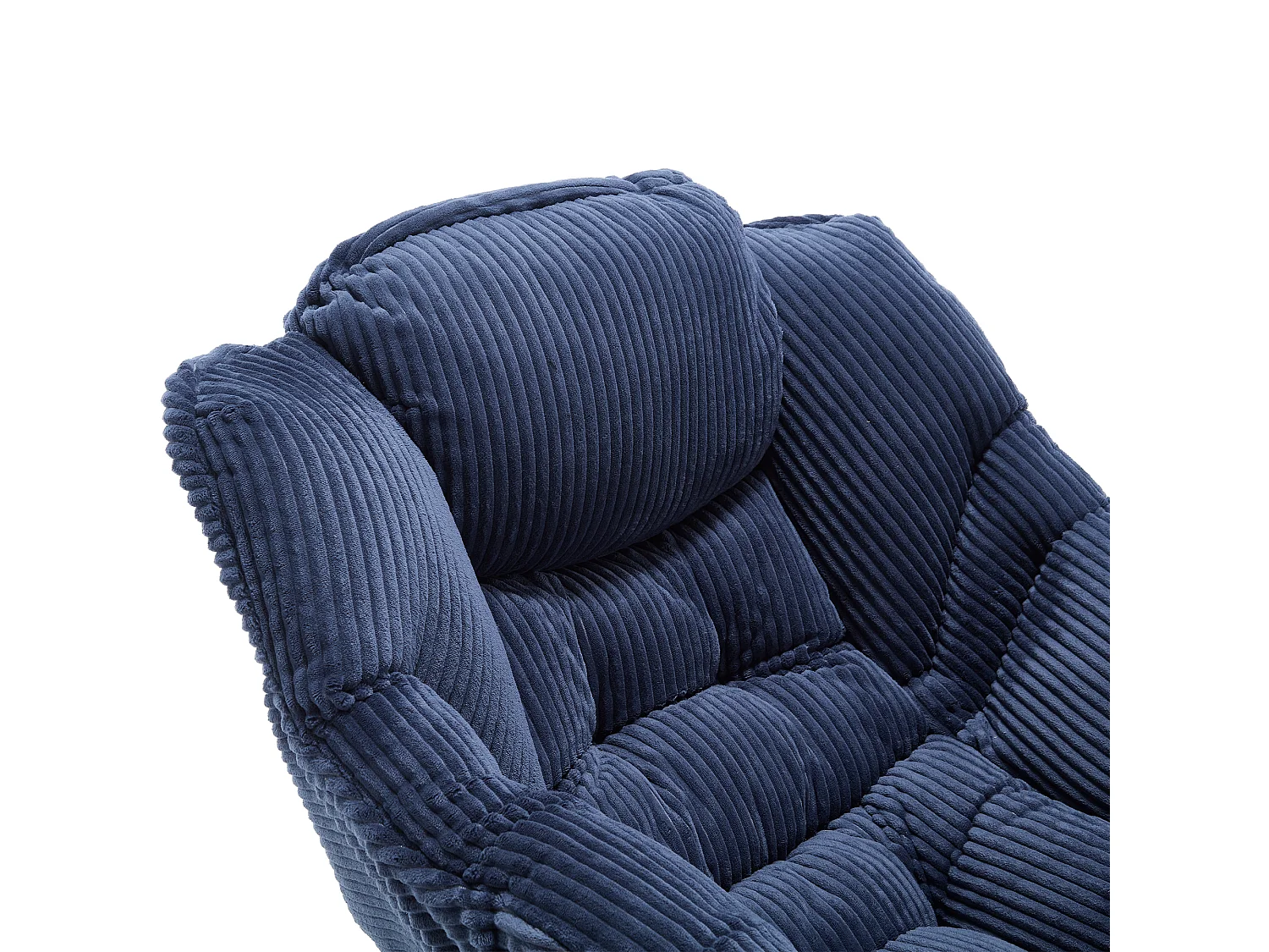 Canapé chaise avec accoudoirs poches latérales repose - pieds bleu marine