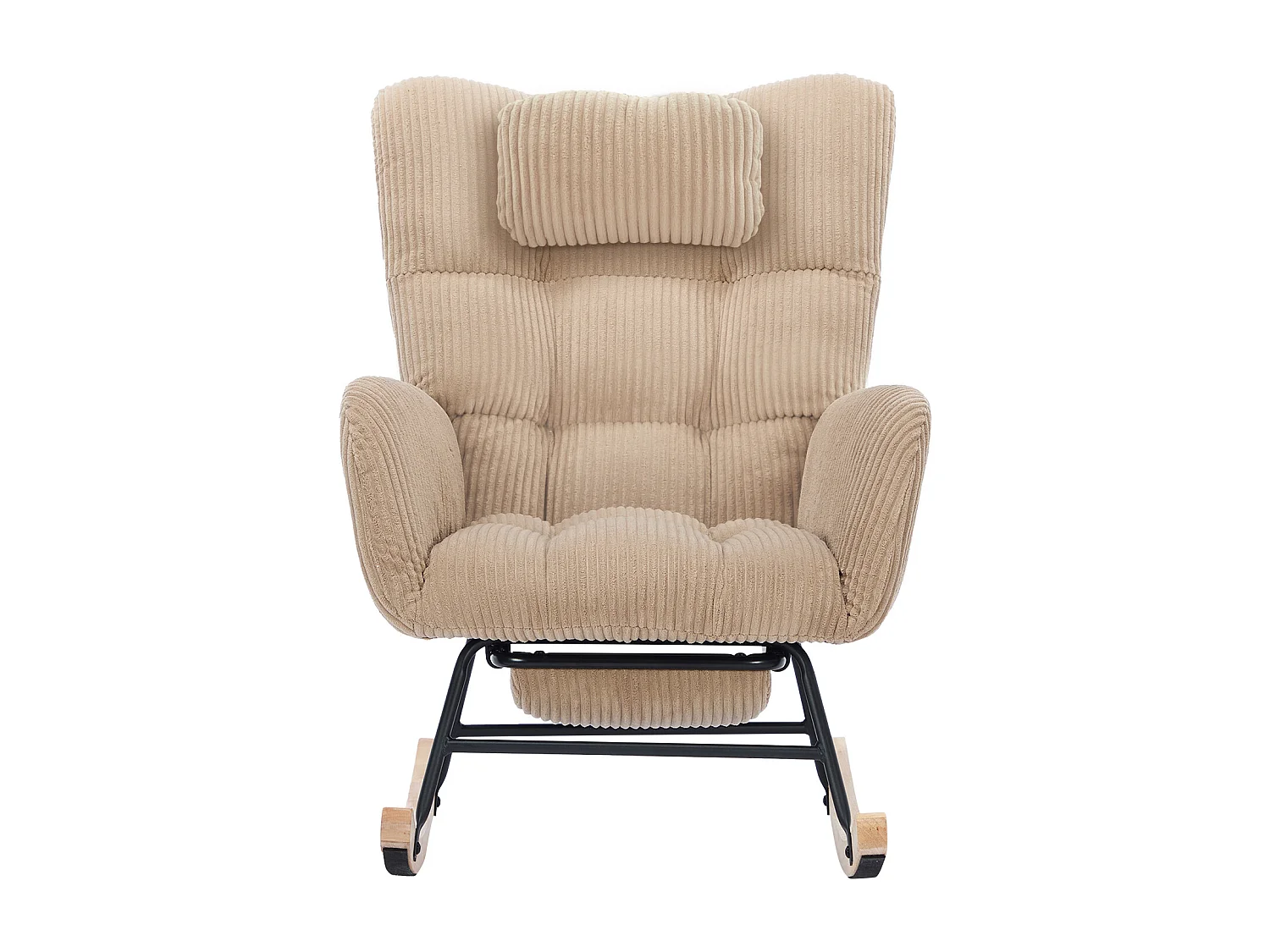 Fauteuil à bascule, fauteuil à dossier haut avec coussin dissimulé, marron