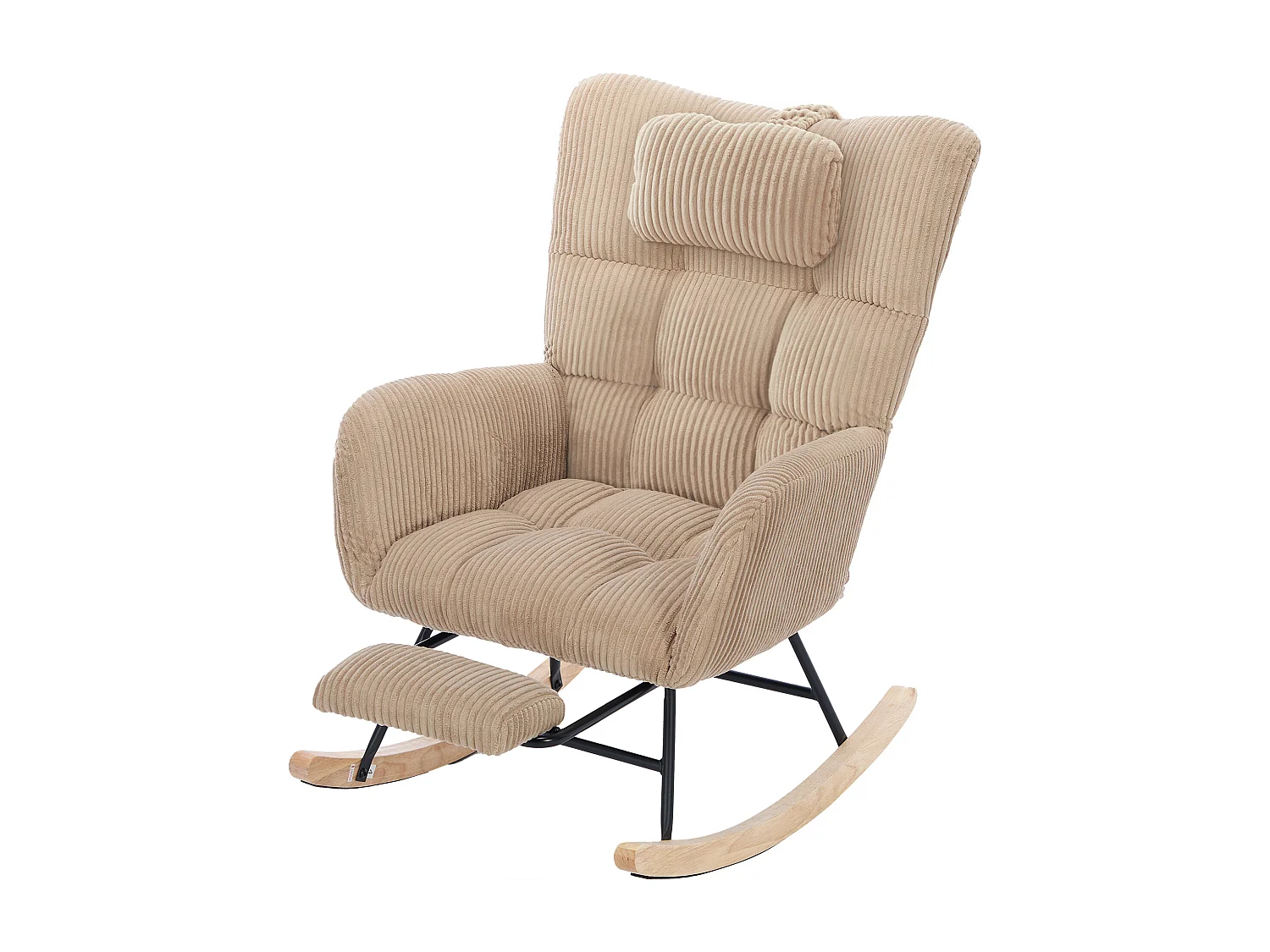 Fauteuil à bascule, fauteuil à dossier haut avec coussin dissimulé, marron