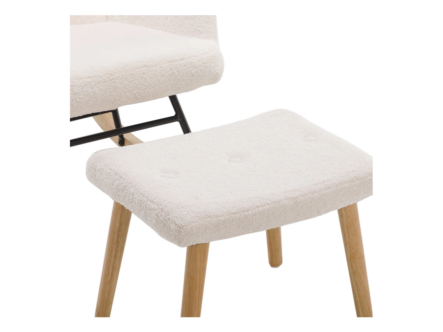 Sillón mecedora cómodo, oso de peluche, con reposacabezas y reposapiés, blanco