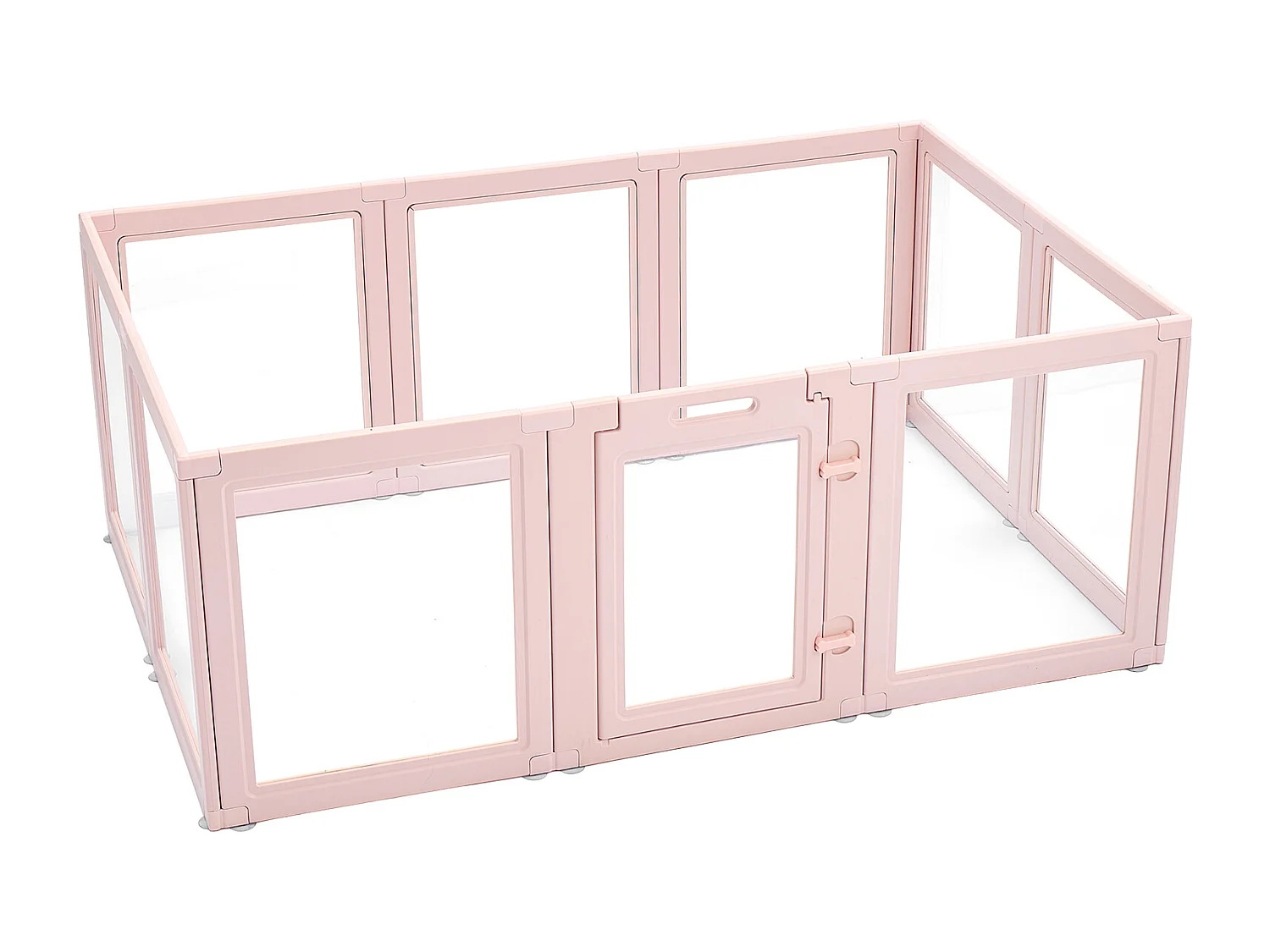 Parc de Mise Bas pour Chien SucceBuy , 154 x 100 x 60 cm, Caisse de Mise Bas pour Chiots, avec Fenêtres Transparentes et Serrure, Cadre Rose Clair