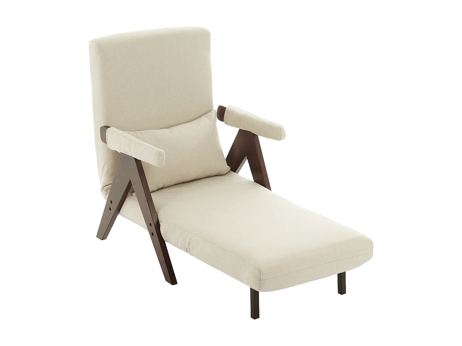 Sofá-cama conversível três em um, cadeira dobrável estofada, nogueira