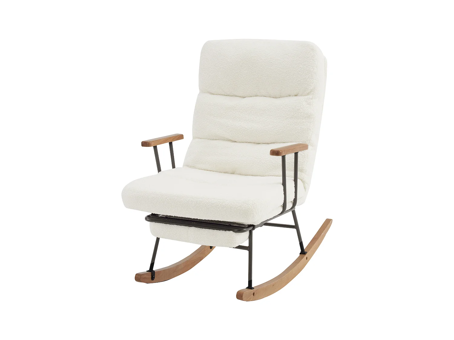 Sillón mecedora cómodo con mecanismo de ajuste por gravedad y reposapiés manual, blanco