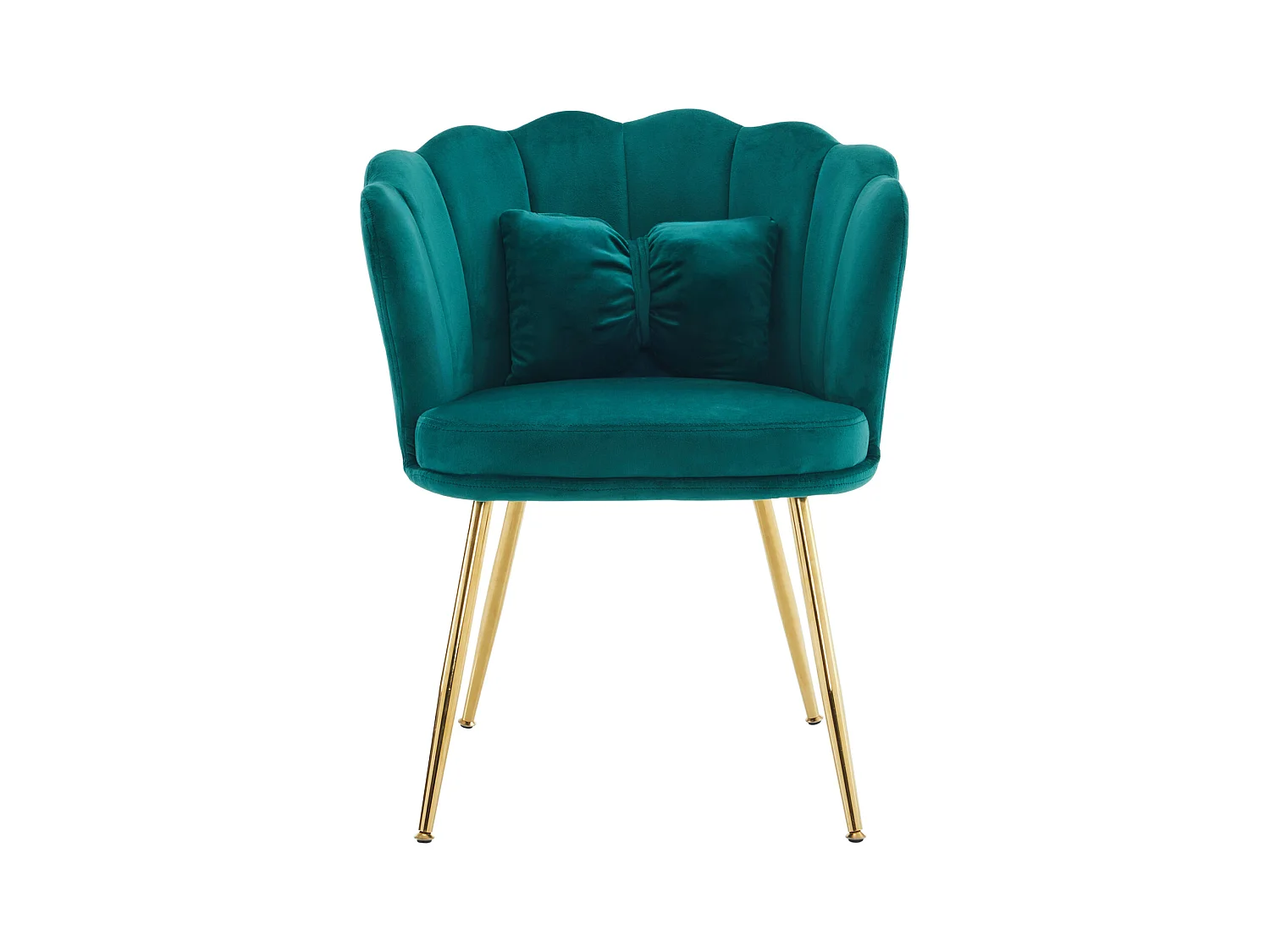 Fauteuil avec dossier en forme de pétales, coussins en forme de papillon,velours,Vert