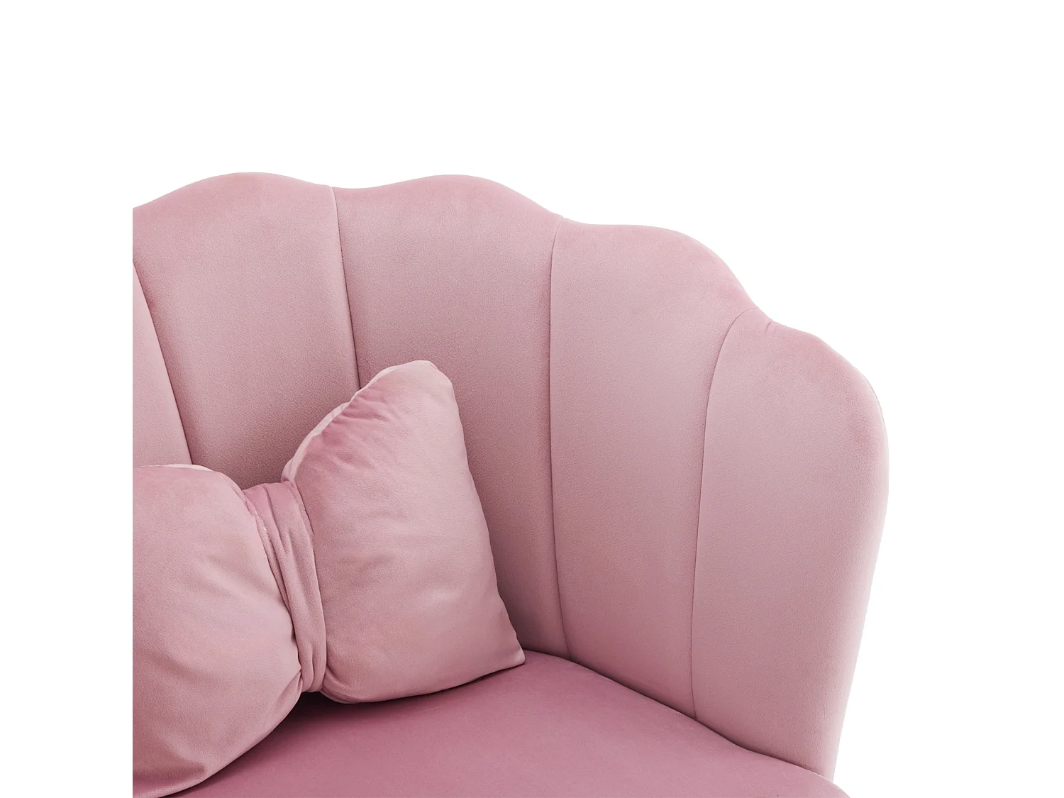 Fauteuil avec dossier en forme de pétales, coussins en forme de papillon,velours, ROSE